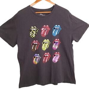 The Rolling Stones Grey Multi Tongues Tshirt Size XL
